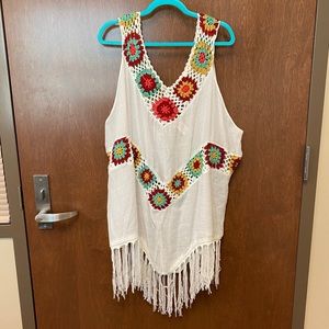 Crocheted fringe plus size tank top 3XL